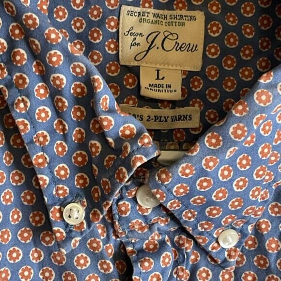 J.Crew Classic Men’s Large Long Sleeve Button Down Flower Shirt - Picture 6 of 10